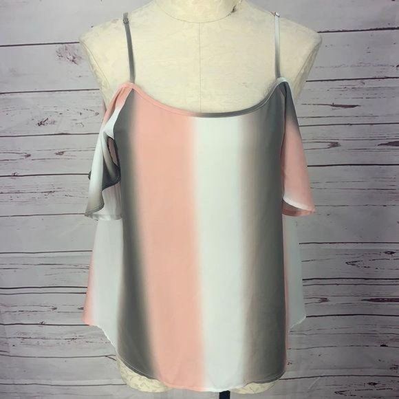 Bar 3 Tri Color Size Large Off Shoulder Blouse - Picture 2 of 8